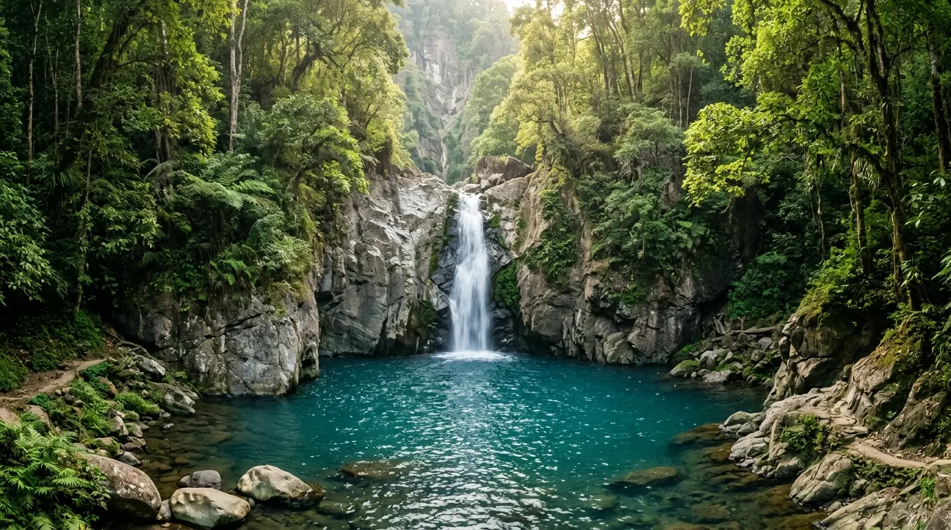 Eksplorasi Keindahan Alam 'Curug Leuwi Hejo' dengan Air Jernih Kebiruan