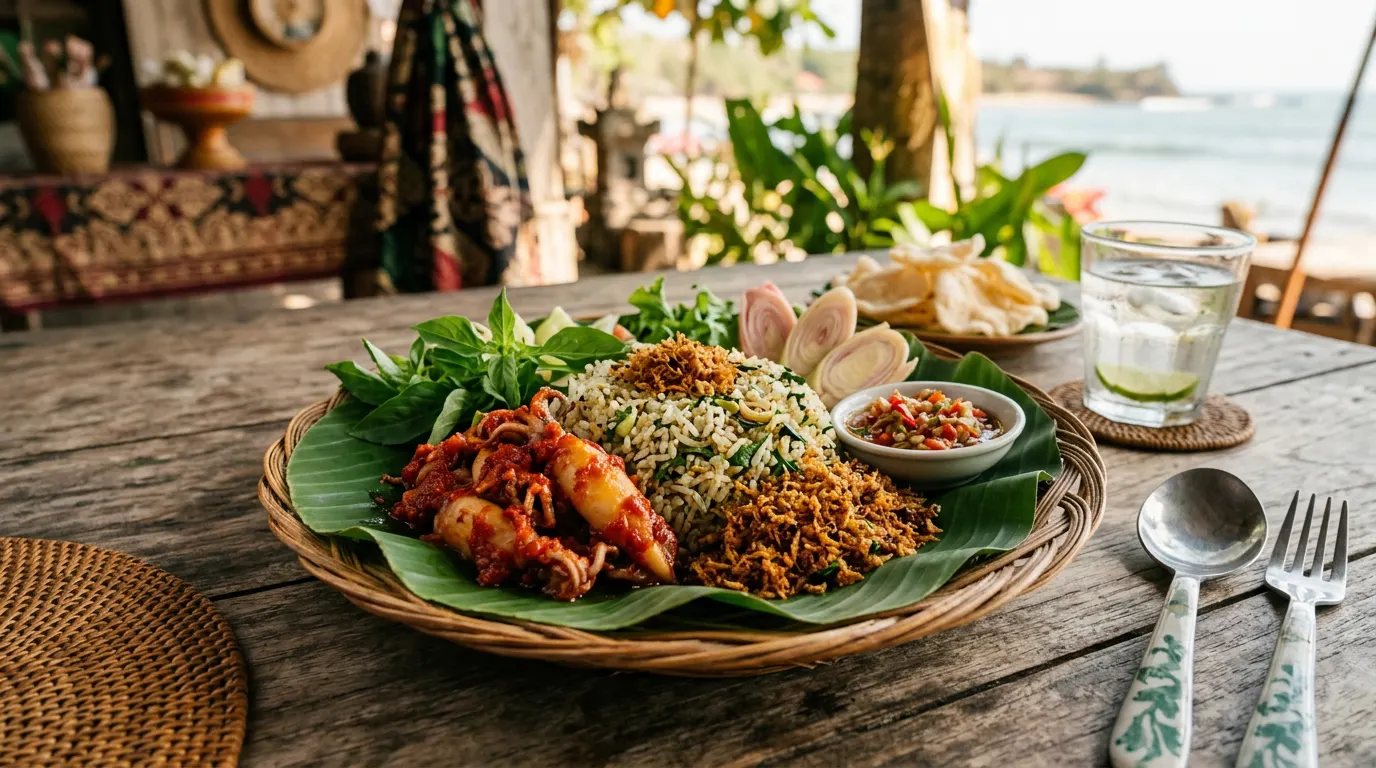 Sensasi Gurih Segar Nasi Ulam Pesisir dengan Sambal Iris Bunga Kecombrang
