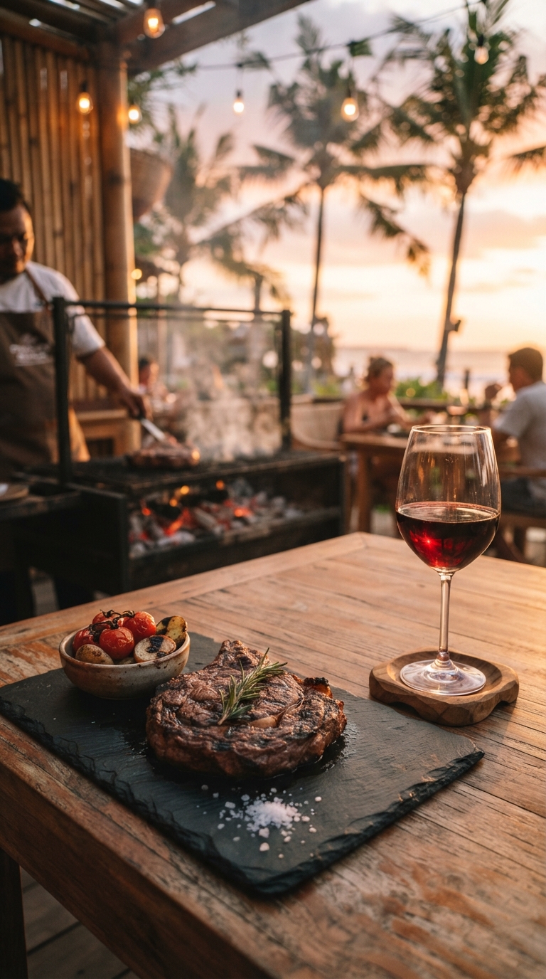 Golden Hour & Flaming Grill: Complimentary Wine at Sunset!
